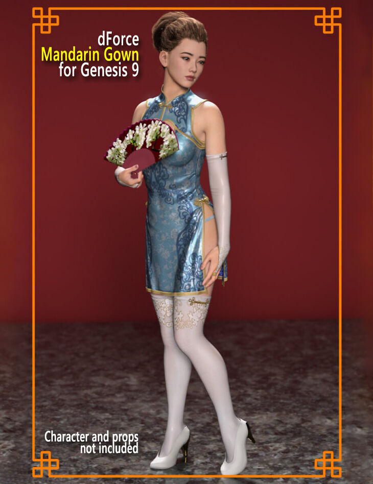 dForce Mandarin Gown Set for G9_DAZ3DDL