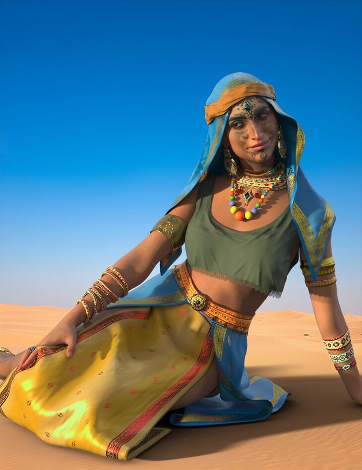 dForce Moroccan Berber Outfit and Jewelry for Genesis 9_DAZ3D下载站