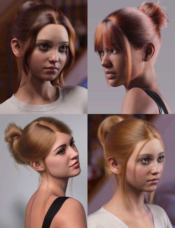 dForce Strand-Based Build Your Updo Mega Hair Pack for Genesis 9_DAZ3D下载站