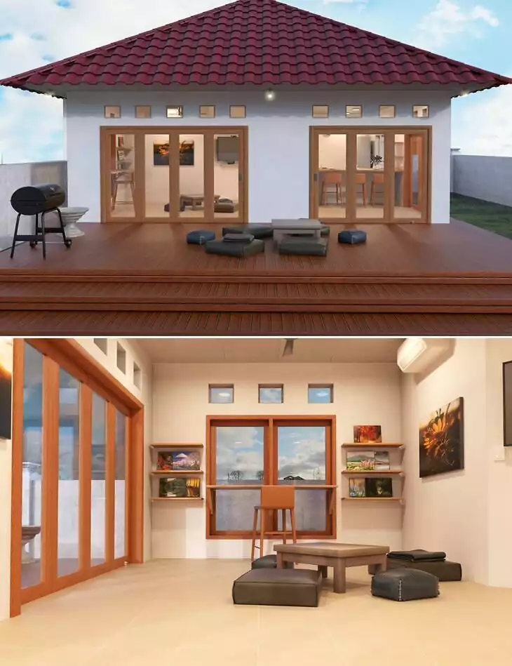 Modern Baloy House_DAZ3D下载站