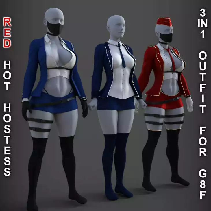 Red Hot Hostess Outfit for Genesis 8 Female_DAZ3D下载站