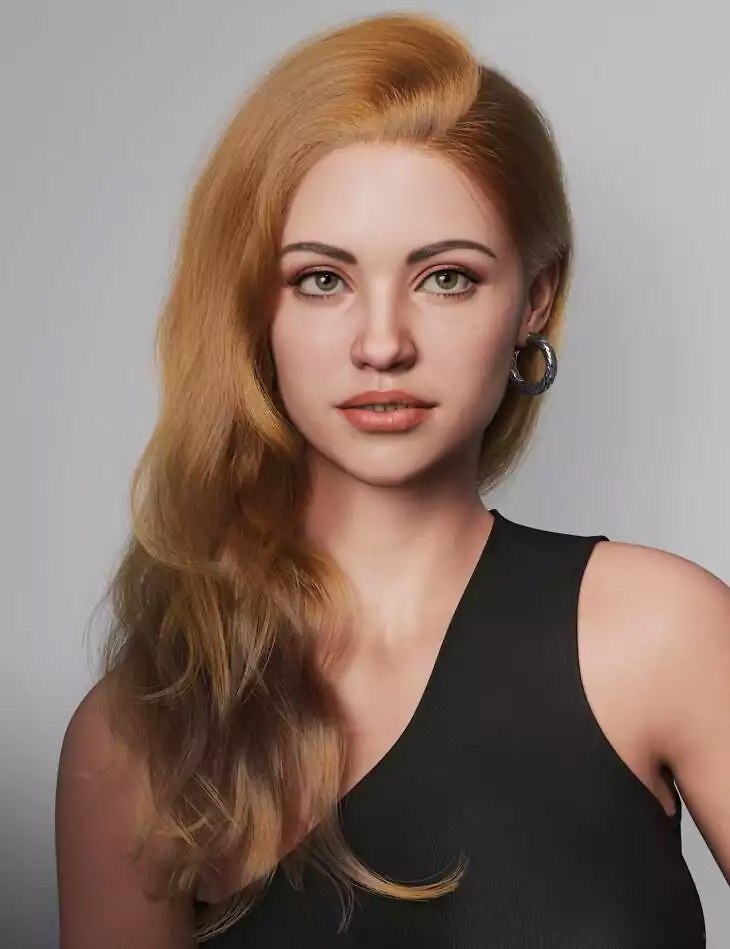 dForce Strand-Based Side Swept Glam Style Hair for Genesis 9 and Genesis 8 Female_DAZ3D下载站
